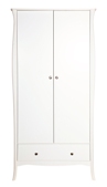 Baroque White Painted Double Wardrobe with Drawer