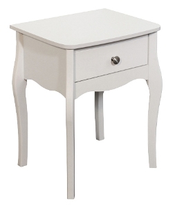 Baroque White Painted 1 Drawer Bedside