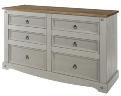 Corona Grey Washed 3+3 Drawer Wide Chest