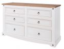 Corona White Washed 3+3 Drawer Wide Chest
